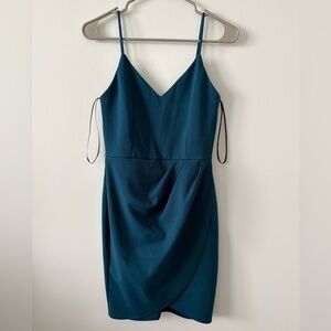 Lulu's Blue Sheath Mini Dress Spaghetti Strap V-Neck